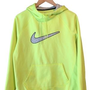 Neon green Nike sweater. Unisex. Therma-Fit.